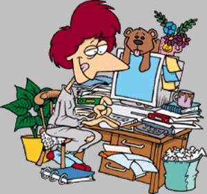 Messy desk cartoon