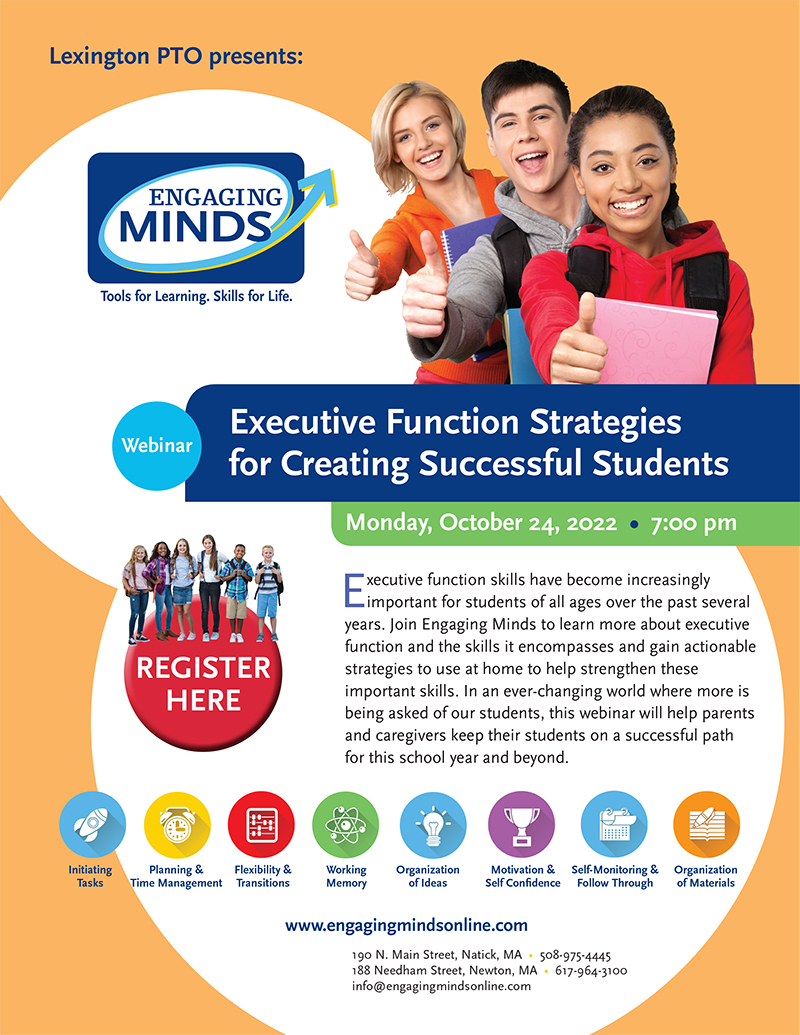 promotional graphic for Executive Function Strategies webinar